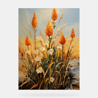 Roter Hot Poker - Impasto Floral Acrylschild