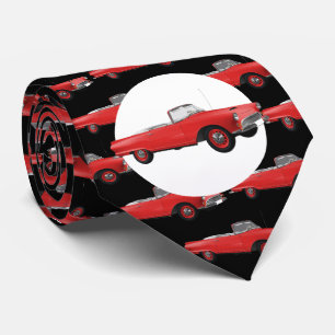 Roter Hotrod 1950er Jahre Autodruck Krawatte