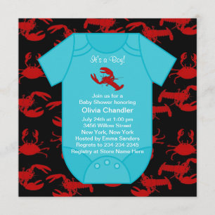 Roter Hummer-Flusskrebs-Baby-Junge-Shower-Einladun Einladung