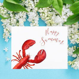 Roter Hummer im weißen glücklichen Sommer Postkarte