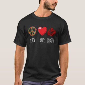 Roter Hummer Liebe Frieden Herz Seafood Crawfish L T-Shirt