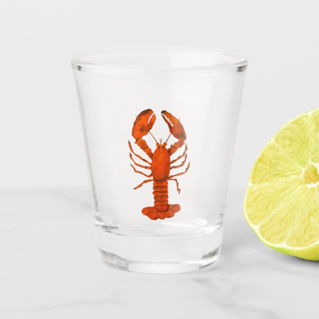 Roter Hummer Schnapsglas (Vorderseite)