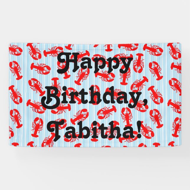 Roter Hummer-Tiermuster auf blauen Streifen Banner (Horizontal)