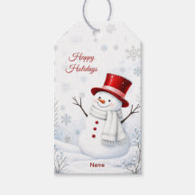 Roter Hut Schneemann Weihnachtsgeschenkanhänger