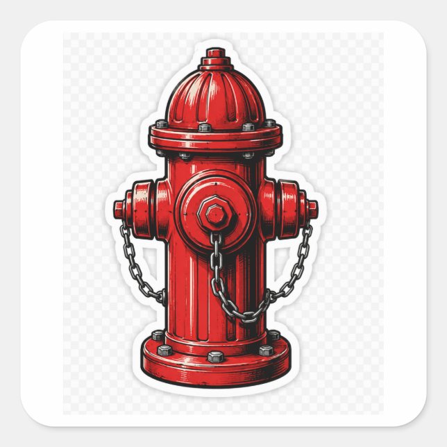 Roter Hydrant Quadratischer Aufkleber (Vorderseite)