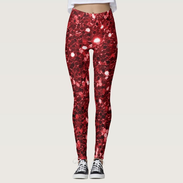 Roter Imitat-Glitzer Leggings (Vorderseite)