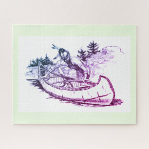 Roter Indianer mit Kanu Puzzle