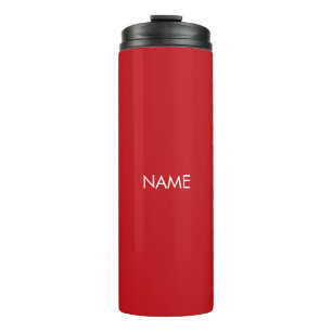 Roter individuelle Name-Text-Monogramm Thermosbecher