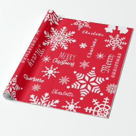 Roter Individuelle Name Weihnachtsschnee Geschenkpapier