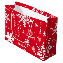 Roter Individuelle Name Weihnachtsschnee Große Geschenktüte