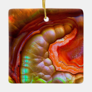 Roter irisierender Feueropal Keramikornament