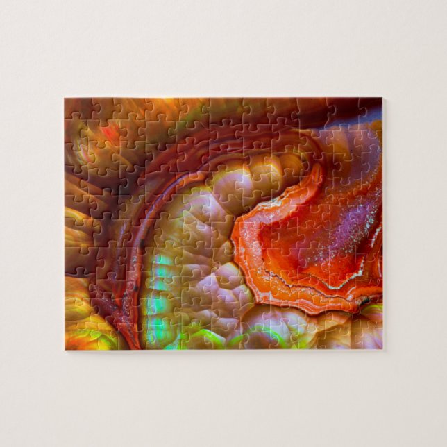 Roter irisierender Feueropal Puzzle (Horizontal)