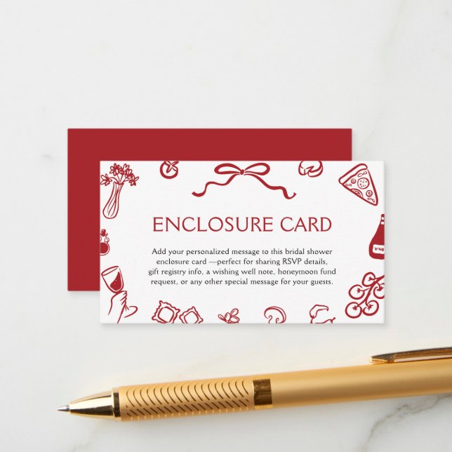 Roter Italienischer handgezogener Pizzawein - das  Begleitkarte (Vorderseite/Rückseite Beispiel)