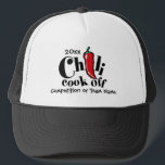 Roter Jalapeno-Chili-Koch weg vom Wettbewerb Truckerkappe<br><div class="desc">Es ist der jährliche Chili-Koch aus und dieses ist für Ihr Team perfekt. Fertigen Sie den Text besonders an,  um das Jahr zu addieren und Ihr Teamname (oder Wettbewerb Name oder Chili-Champion!) dieser Entwurf ist auf vielen anderen Produkten,  die für das jährliche Ereignis perfekt sind!</div>