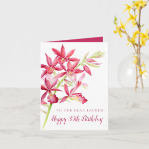 Roter Juwel Orchid Aquarellmalerei 35. Geburtstag Karte