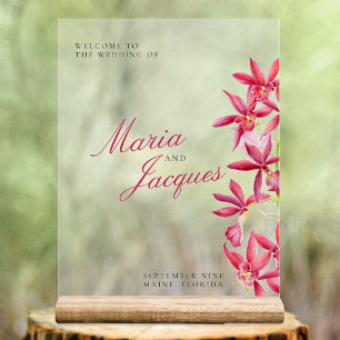 Roter Juwel Orchid Blütenfarben Hochzeit Acrylschild