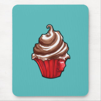 Roter Kaffee Cupcake aquamarin Mousepad