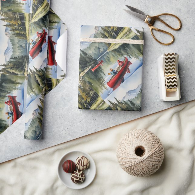 Roter Kanu Wilderness Boat Lake Geschenkpapier (Kunsthandwerk)