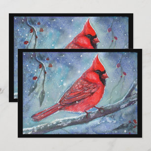 Roter Kardinal Aquarell-Design von Renee Lavoie Feiertagskarte