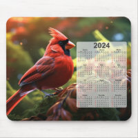 Roter Kardinal auf Baumzweig 2024-Kalender ausgefü