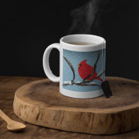Roter Kardinal auf einer Tasse