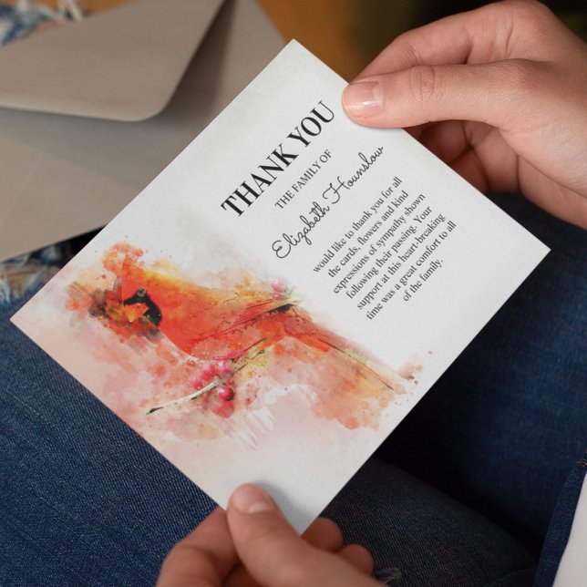 Roter Kardinal Beileid Beerdigung Dankeskarte (Von Creator hochgeladen)