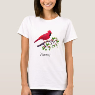 Roter Kardinal Bird auf Baumzweig T-Shirt