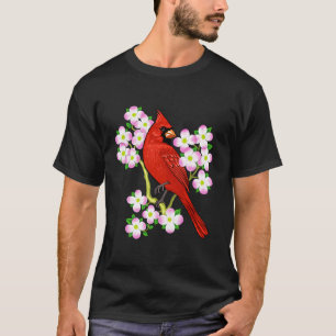 Roter Kardinal Bird Dogwood Blume North Carolina V T-Shirt