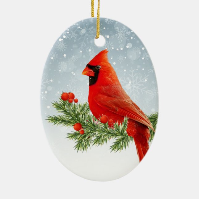 Roter Kardinal Bird Frohe Weihnachtsschmuck (Hinten)