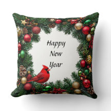 Roter Kardinal Bird im festlichen Dekor