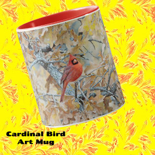 Roter Kardinal Bird im Tree Art Tasse Cup