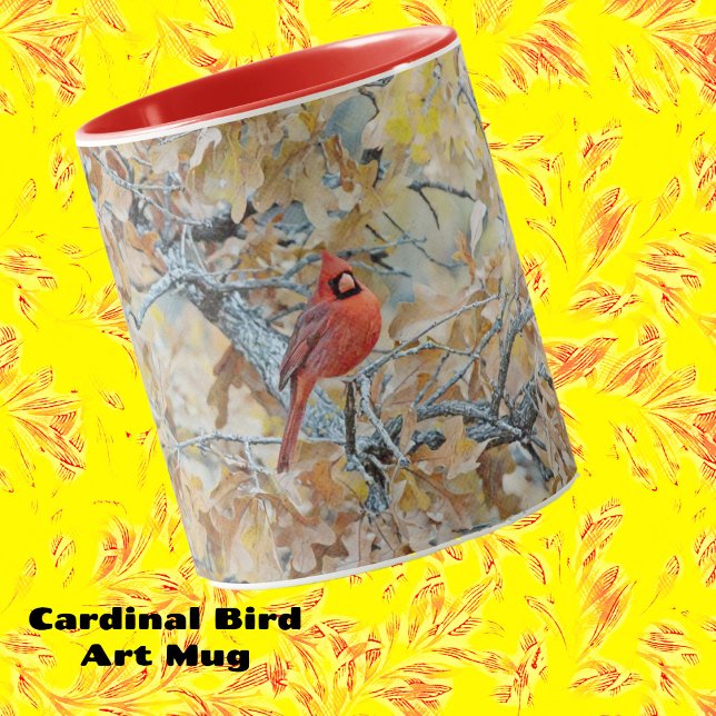 Roter Kardinal Bird im Tree Art Tasse Cup (Red Cardinal Art Bird Mug.)