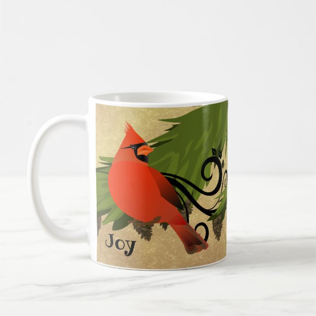 Roter Kardinal Bird Personalisierte Weihnachtsfeie Kaffeetasse (Links)