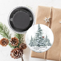 Roter Kardinal Bird von Rustic Green Winter Pine T