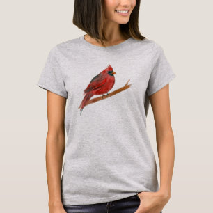Roter Kardinal Bird Watercolor Malerei T-Shirt
