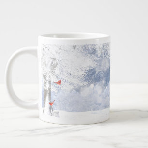 Roter Kardinal Birds Weihnachtsschneebaume Jumbo-Tasse