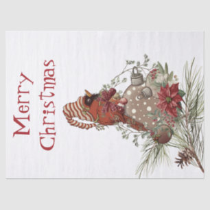 Roter Kardinal Chickadee Bird Winter Weihnachten Seidenpapier