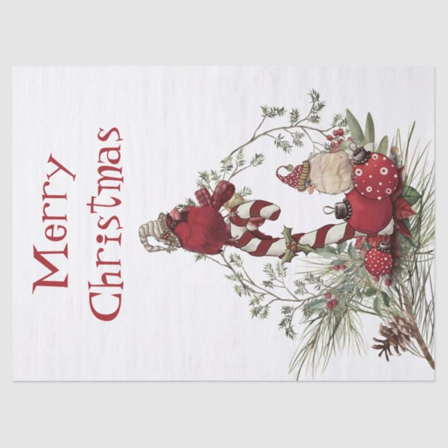 Roter Kardinal Chickadee Bird Winter Weihnachten Seidenpapier (Vorderseite)