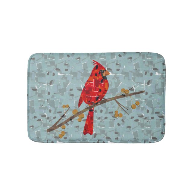 Roter Kardinal, der Weihnachtsvogel Badematte (Vorderseite)