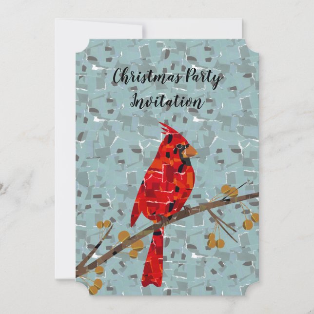 Roter Kardinal, der Weihnachtsvogel Einladung (Vorderseite)