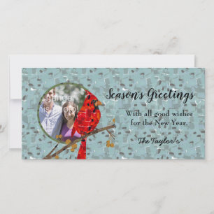 Roter Kardinal, der Weihnachtsvogel Feiertagskarte