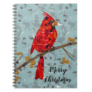 Roter Kardinal, der Weihnachtsvogel Notizblock