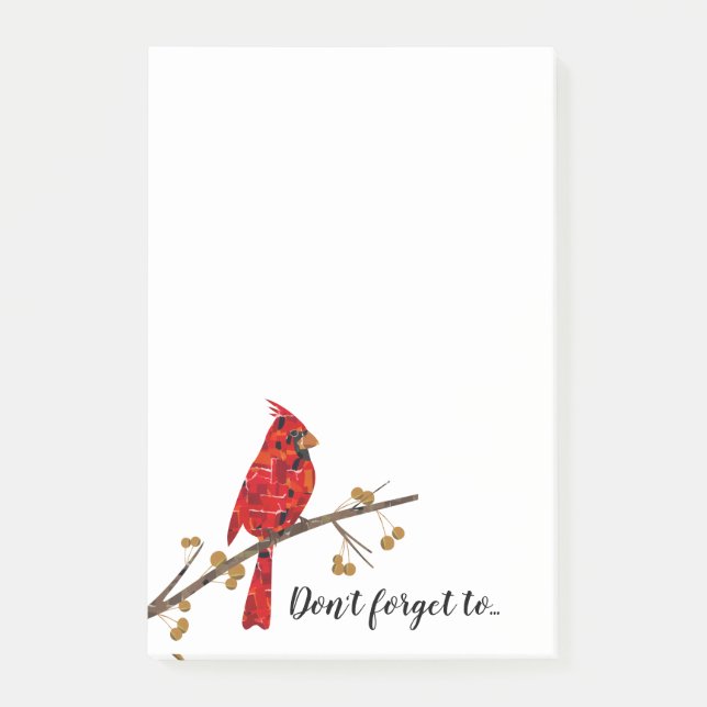 Roter Kardinal, der Weihnachtsvogel Post-it Klebezettel (Vorderseite)