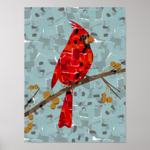 Roter Kardinal, der Weihnachtsvogel Poster