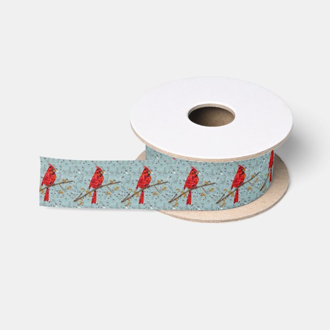 Roter Kardinal, der Weihnachtsvogel Satinband (Spule)