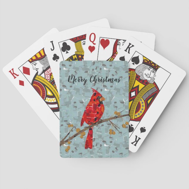 Roter Kardinal, der Weihnachtsvogel Spielkarten (Rückseite)