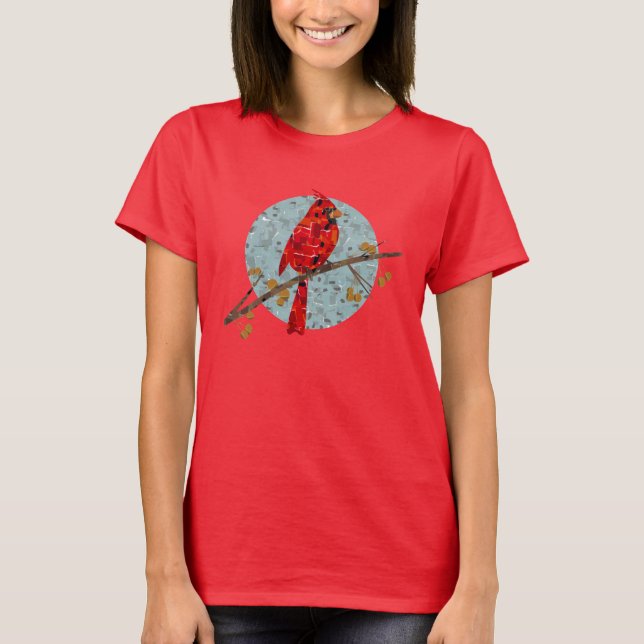 Roter Kardinal, der Weihnachtsvogel T-Shirt (Vorderseite)