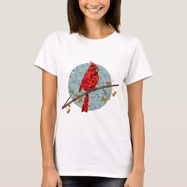 Roter Kardinal, der Weihnachtsvogel T-Shirt (Vorderseite)