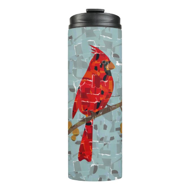 Roter Kardinal, der Weihnachtsvogel Thermosbecher (Vorderseite)