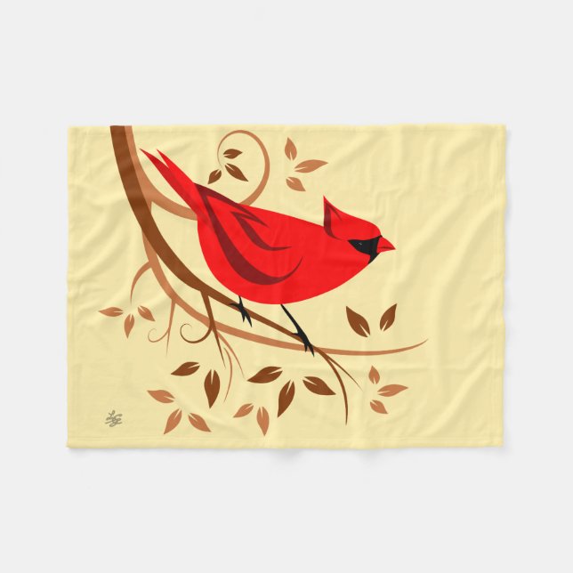 Roter Kardinal Fleecedecke (Vorderseite (Horizontal))